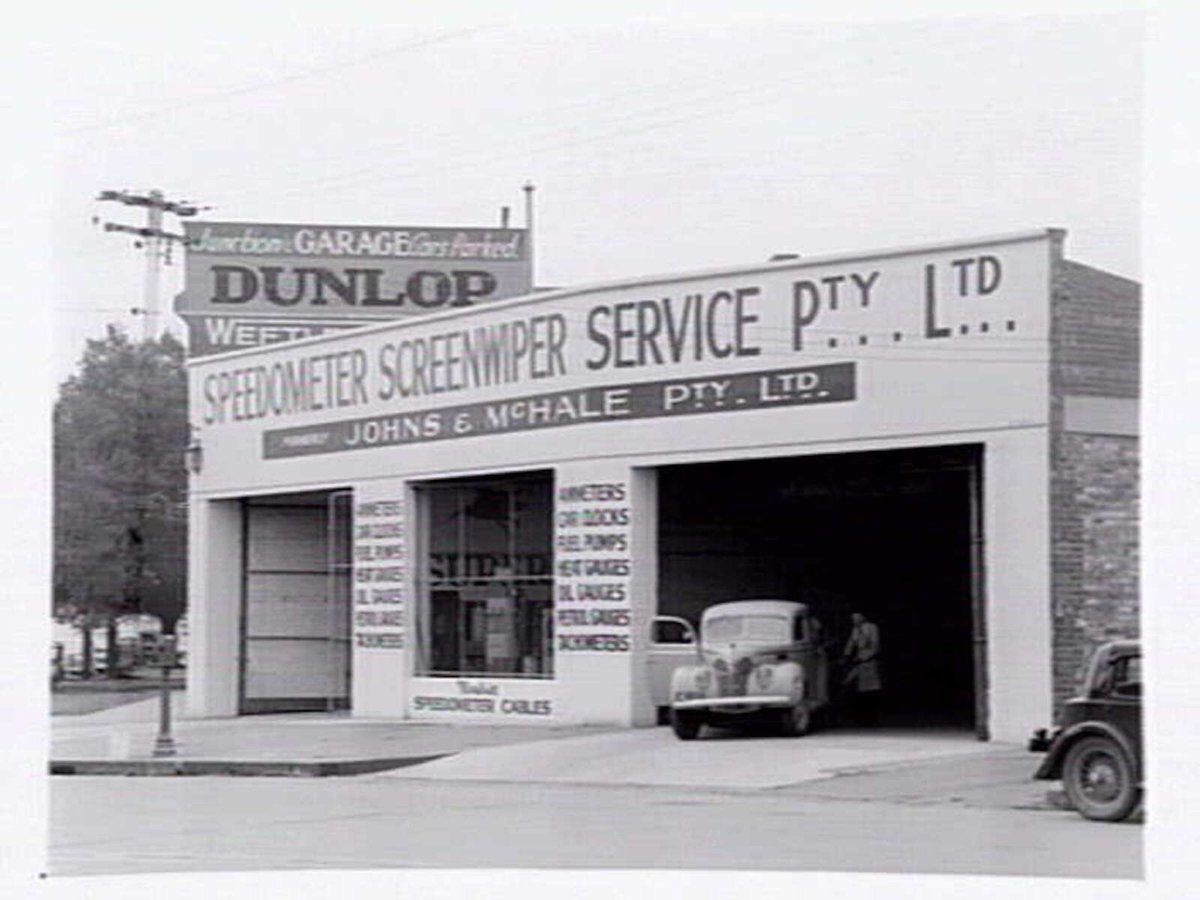 Speedometer Screenwiper Service P/L, formally Johns & McHale P/L garage, 553 Elizabeth St., Melbourne, Melbourne City (c. 1950)