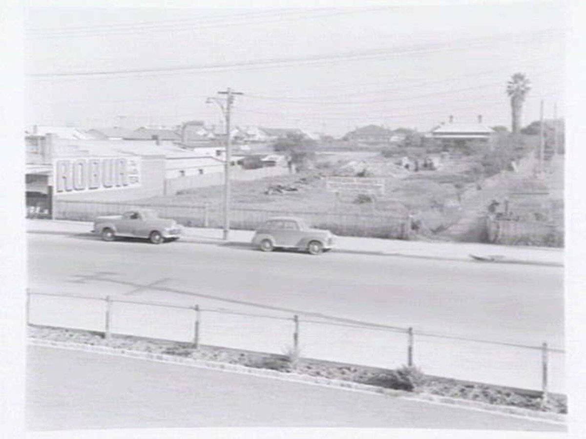 Building site for Peerless Fabrics modern, air-conditioned weaving factory at 679 High Street, Preston and Mclaren and Son, blacksmith, at 687 High Street, Preston (c. 1950)
