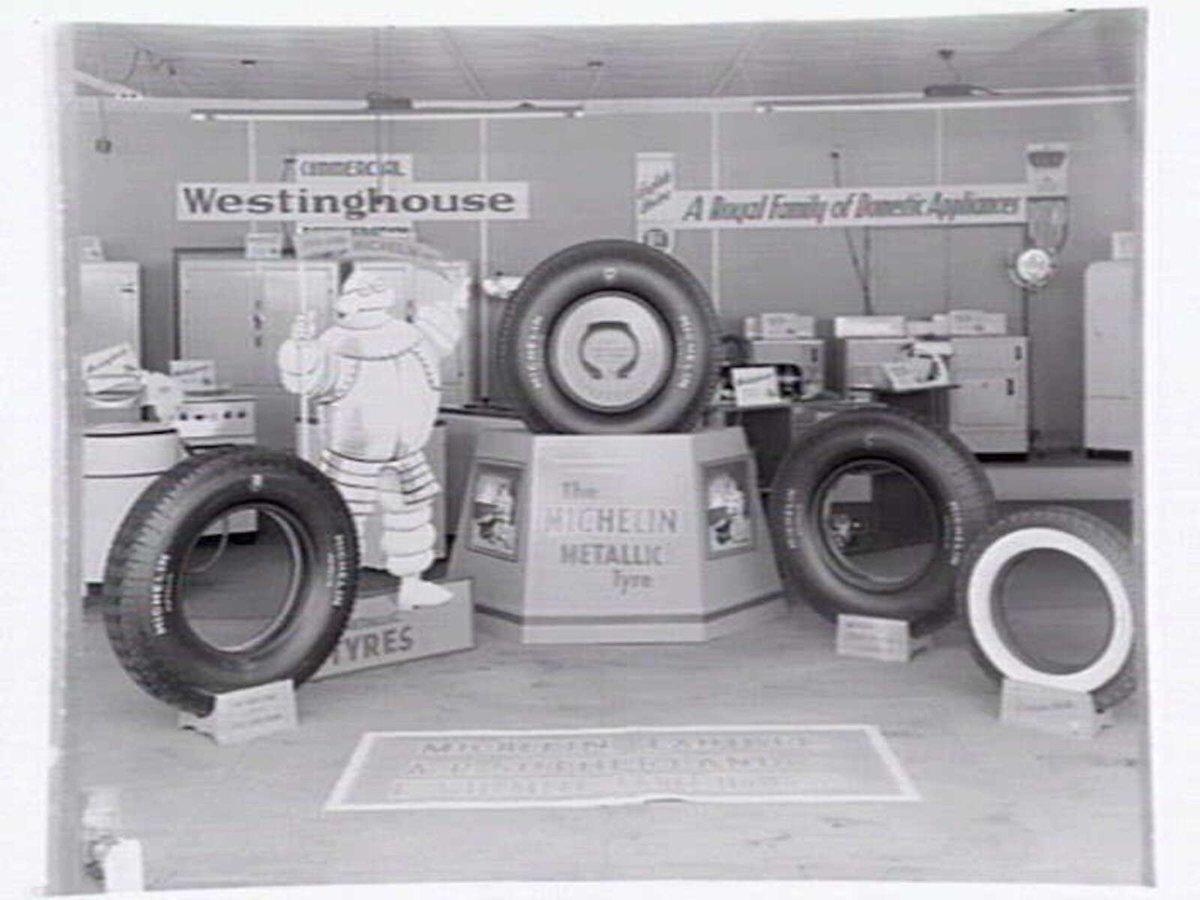 Michelin Exhibit, A. P. Sutherland at Royal Melbourne Show, 1950 (c. 1950)