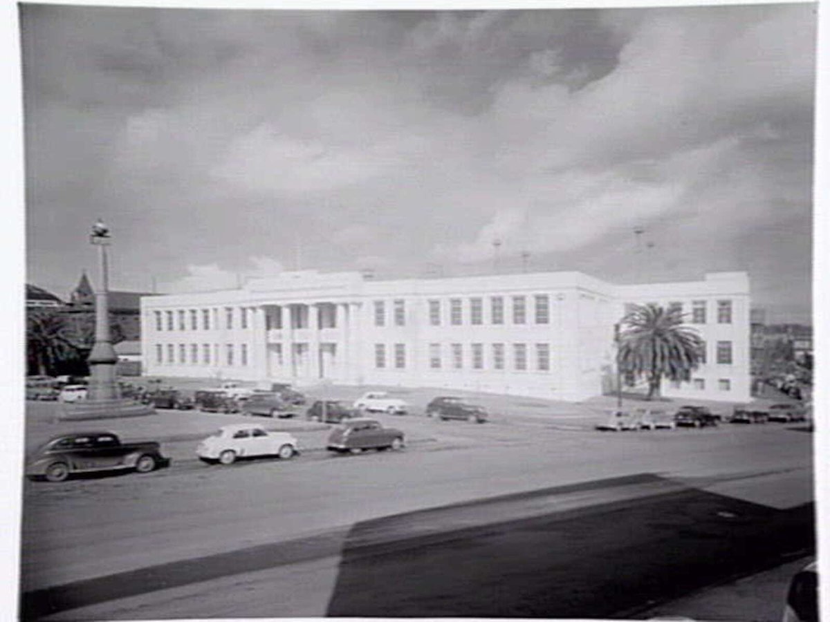 Exterior, Emily McPherson College of Domestic Economy, Russell Street, Melbourne, Melbourne City (c. 1952)
