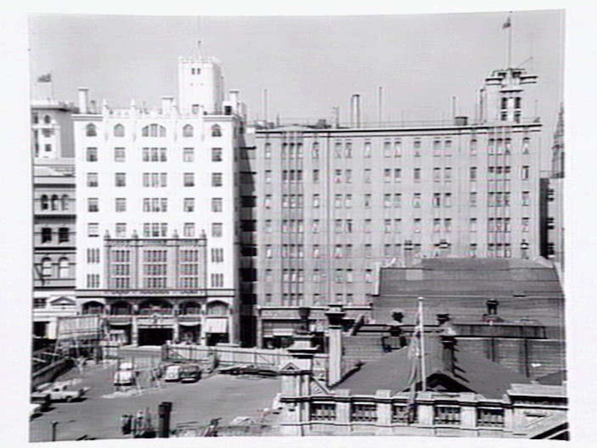 Cleared site, Bourke to Little Collins Street, near Swanston Street, Melbourne City (1954)