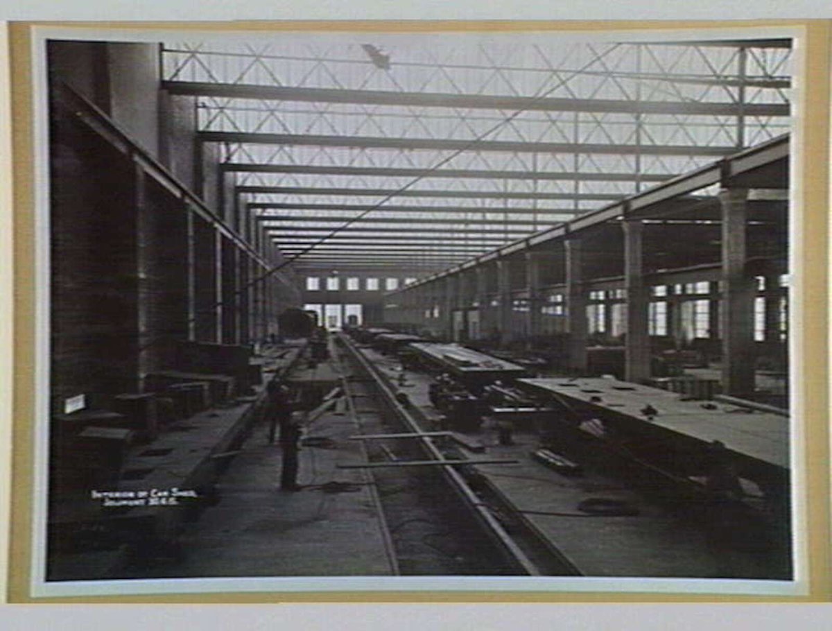Interior of Car Shed, Jolimont (1915)
