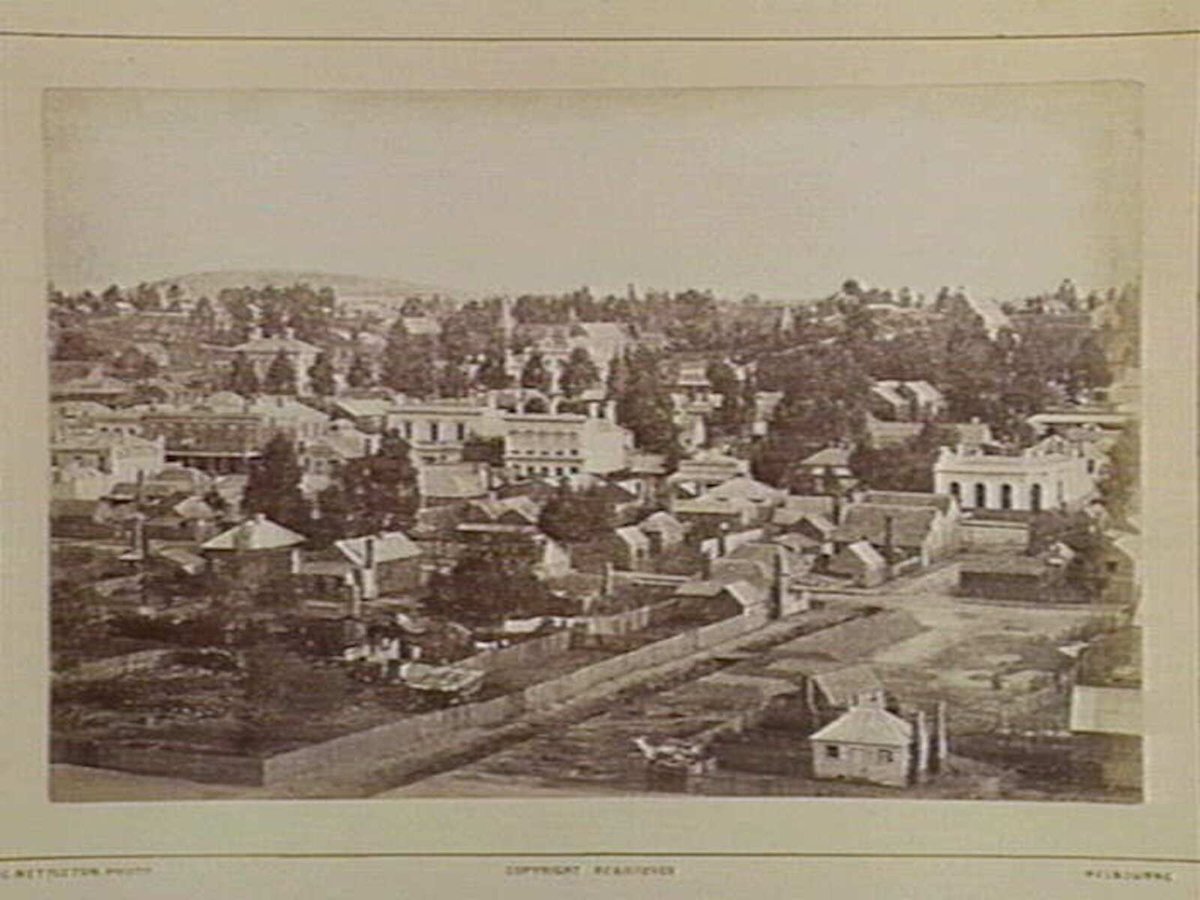 Clunes. View looking south 124 Miles N from Melbourne (1870–80)