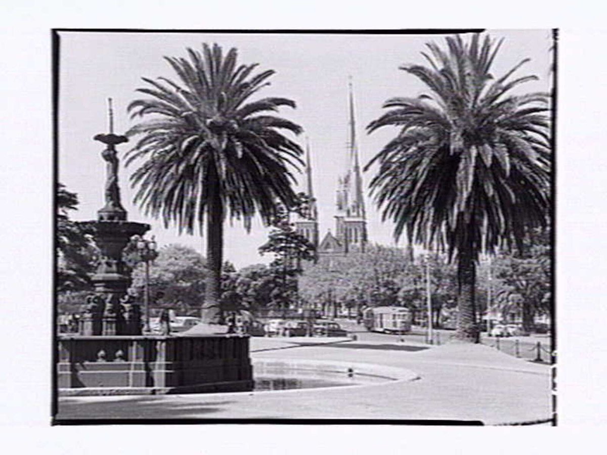 Gisborne Street with St. Patrick's in background Melbourne (1954)