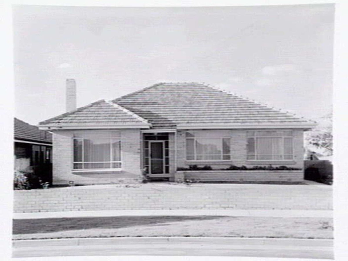 Falkenstein residence, 16 Robinson St., Brighton East, showing back patio area and front from street (c. 1949)