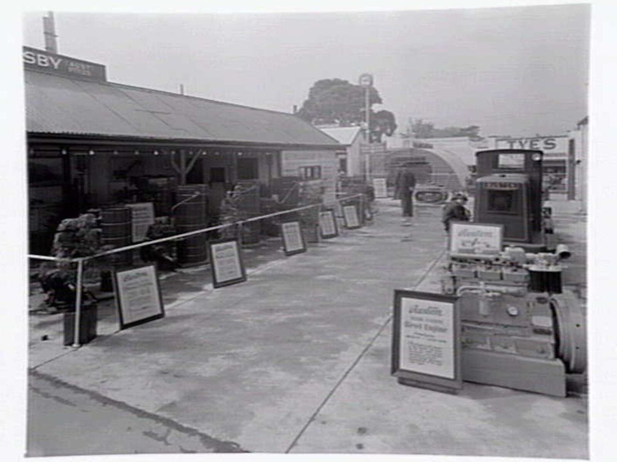 Rusden & Hornsby (Aust) Pty. Ltd. pavilion showing diesel engines, Royal Melbourne Show (c. 1950)