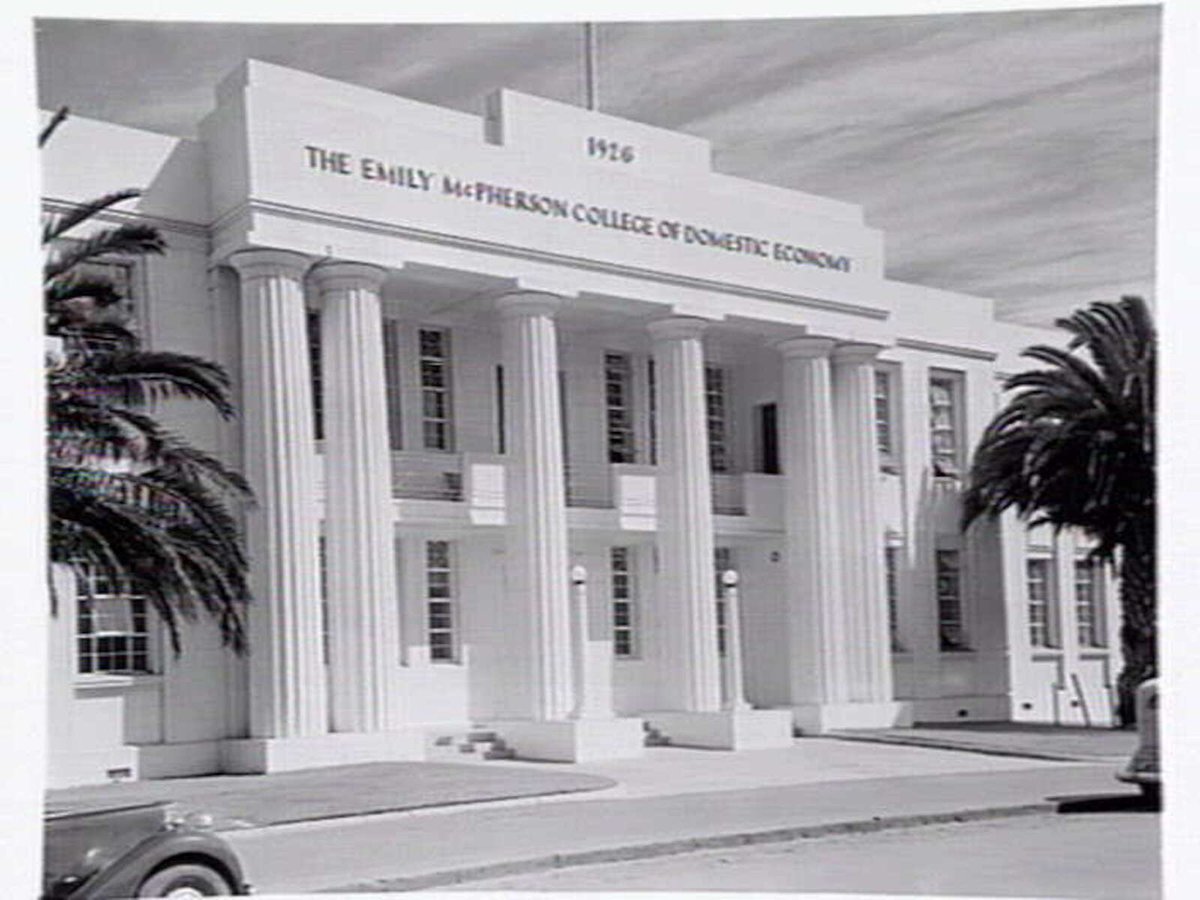 Exterior, Emily McPherson College of Domestic Economy, Russell Street, Melbourne, Melbourne City (c. 1950)