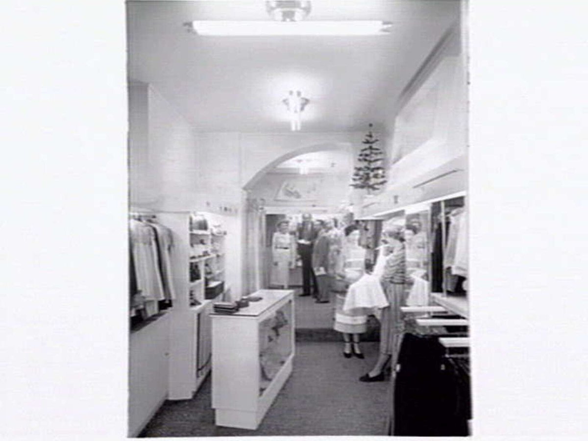 Interior, Boston Styles, Bourke Street, fashion shop, location unknown, Melbourne City (1948–54)
