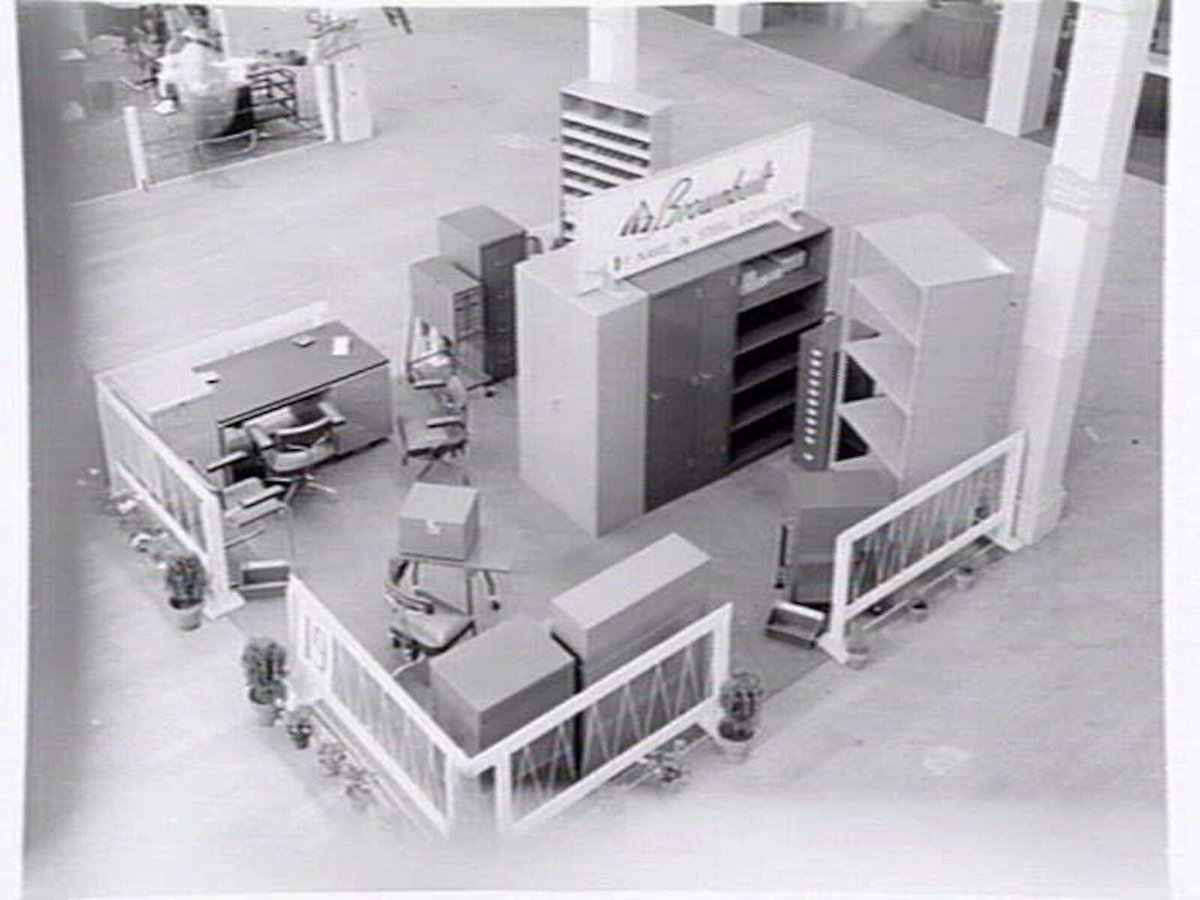 Display, Brownbuilt furniture, at a trade fair, Exhibition Building, Melbourne, Carlton (c. 1952)
