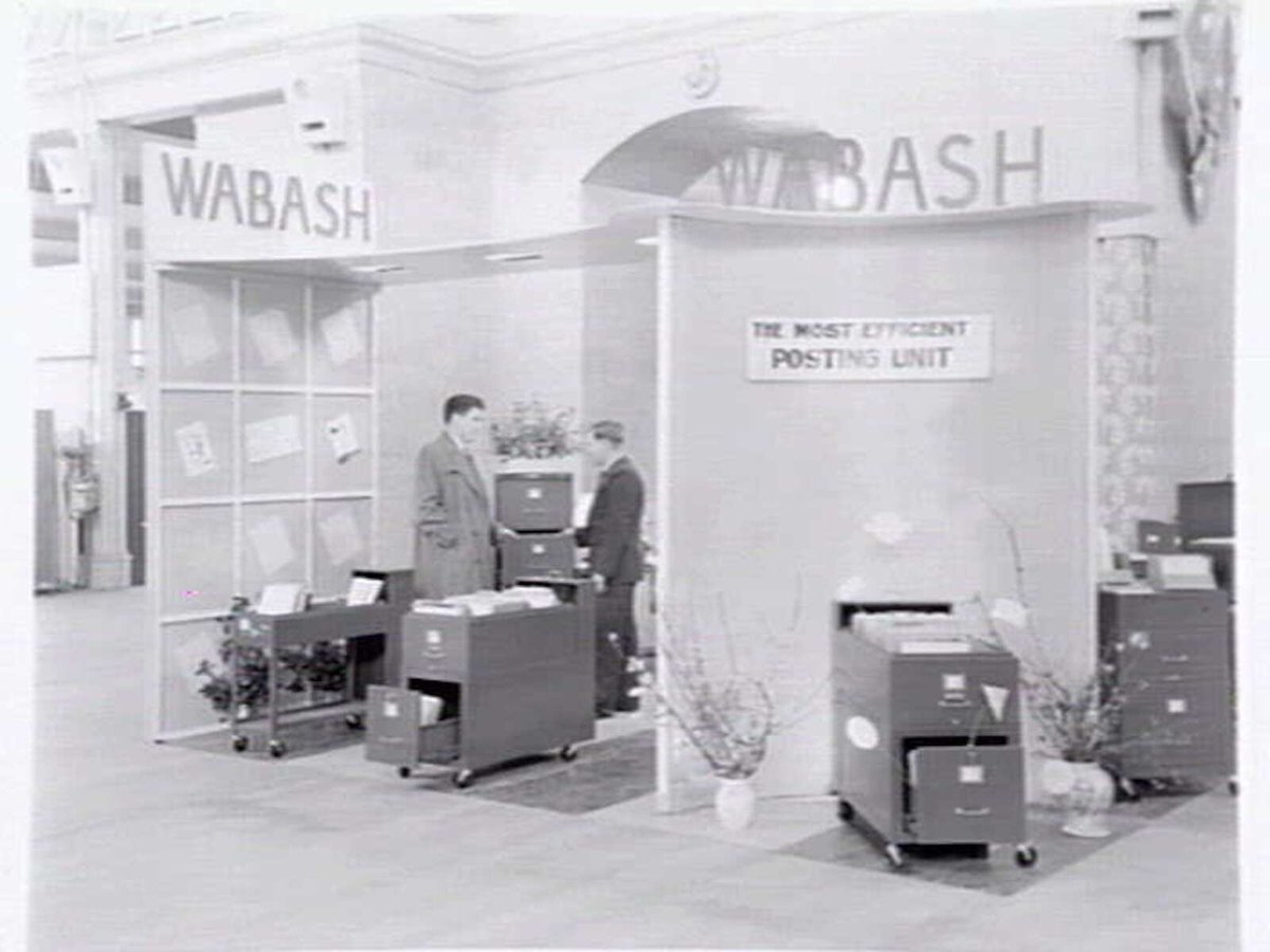 Display, Brownbuilt furniture, at a trade fair, Exhibition Building, Melbourne, Carlton (c. 1952)