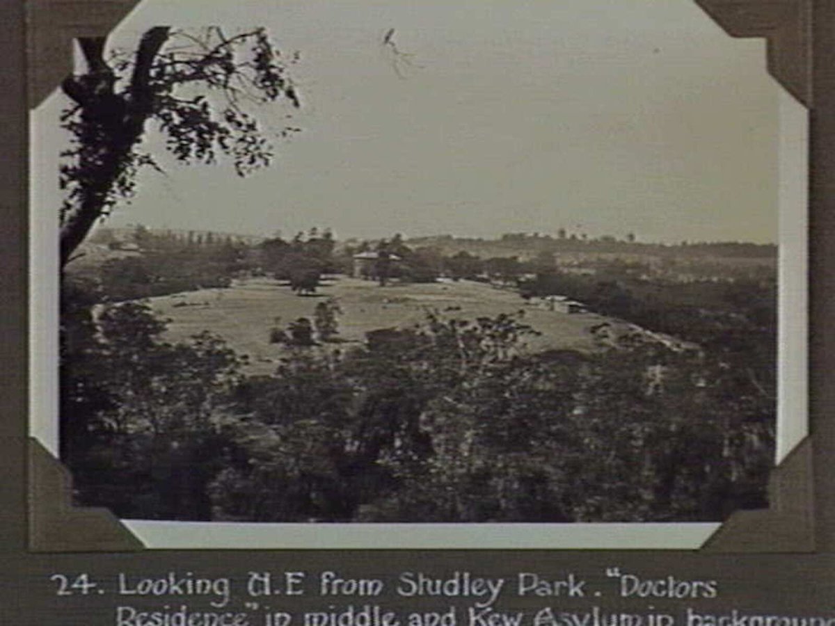 Looking N.E. from Studley Park. "Doctors Residence" in middle and Kew Asylum in background (1929)
