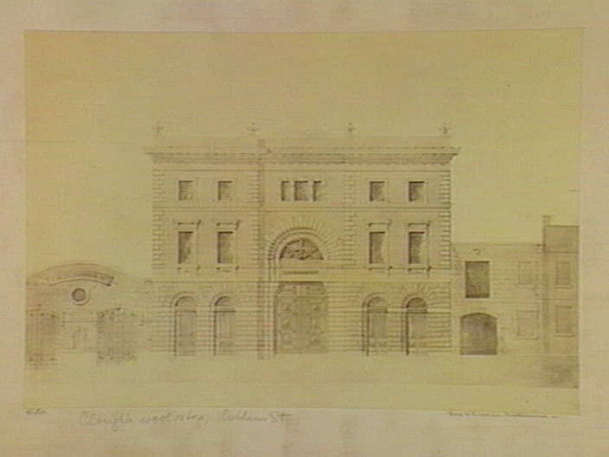Architect's elevation of J.H. Clough's Wool Store, Collins Street, Melbourne City (1861)