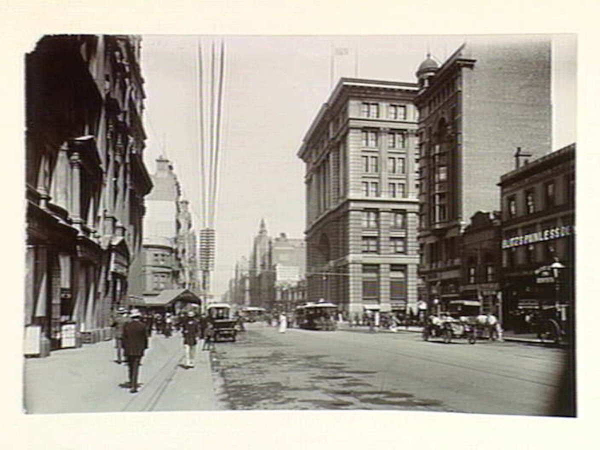 Collins Street looking west from 281 Collins Street, Melbourne City (1913–14)