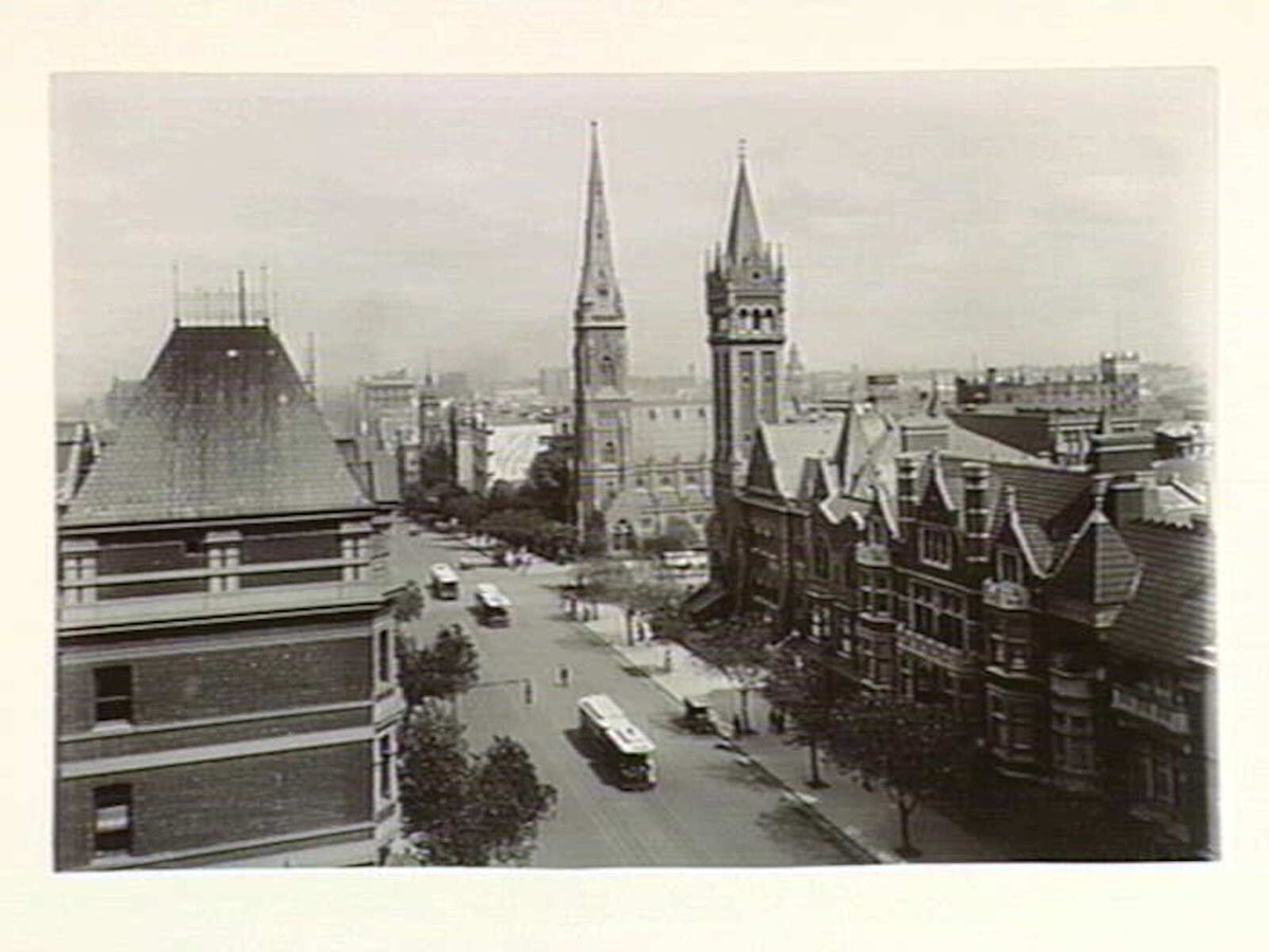 Collins Street showing the Congregational Church, Melbourne City (1913–14)