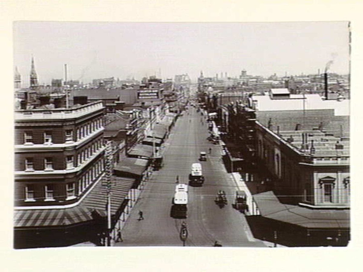 Bourke Street from Parliament House, East Melbourne (1913–14)