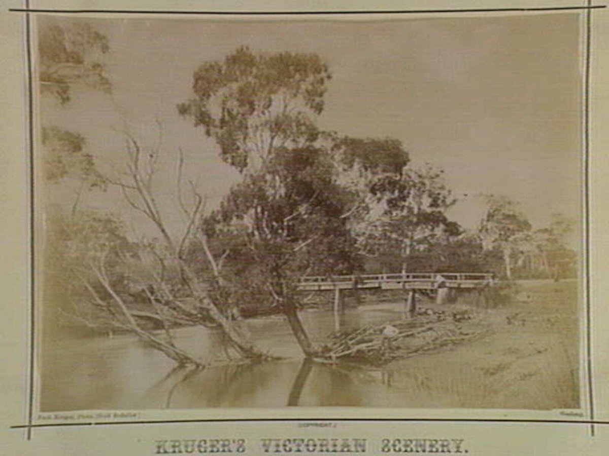 Rustic Bridge at River Yarra, Yarra Flats, Yarra River (c. 1870)