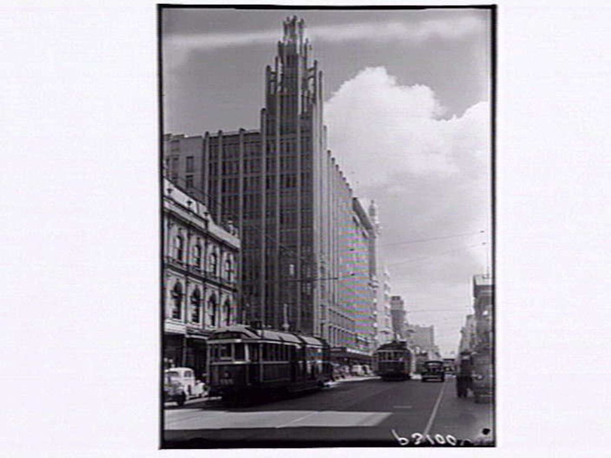 Swanston Street & M. U. i.e. Manchester Unity Building Melbourne, Melbourne City (1948)