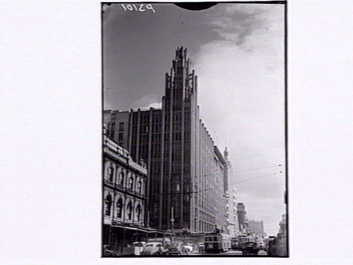 Swanston Street & M. U. i.e. Manchester Unity Building Melbourne, Melbourne City (1948)