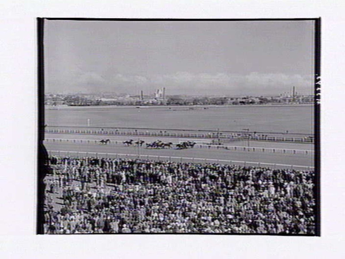 Bird's-eye view of Flemington Racecourse (c. 1946)