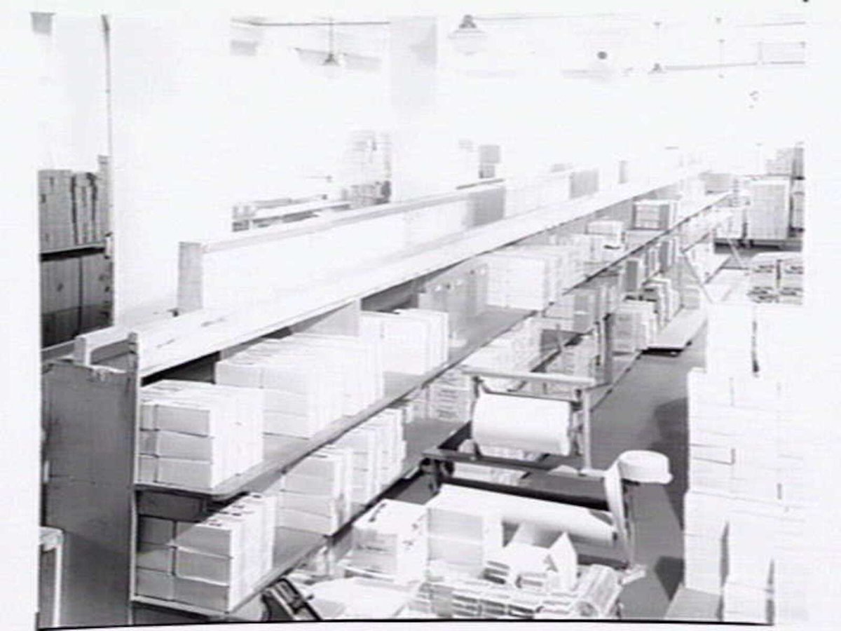 Cigarette production line at W.D. & H.O. Wills, 411-423 Swanston Street, Melbourne, Melbourne City (1947)