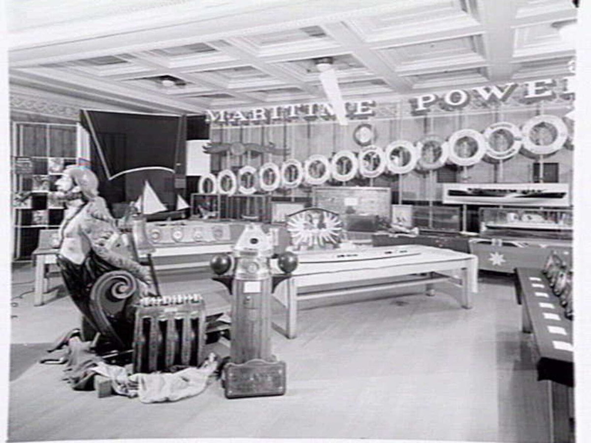 Historical exhibition, with a maritime flavour, in the Port Authority Building, Market St., Melbourne, Melbourne City (1948)