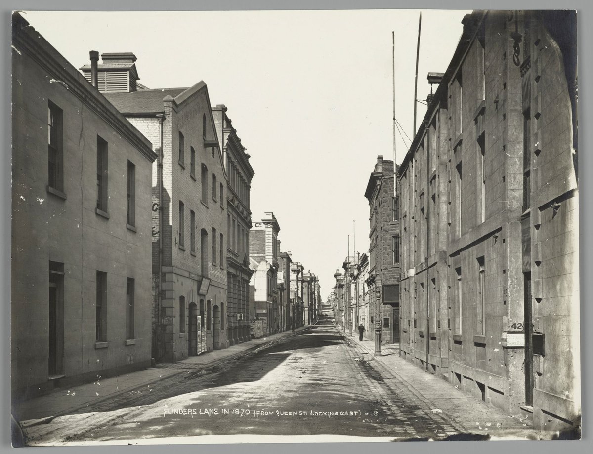 Flinders Lane in 1870 (from Queen St. Looking east), Melbourne City
