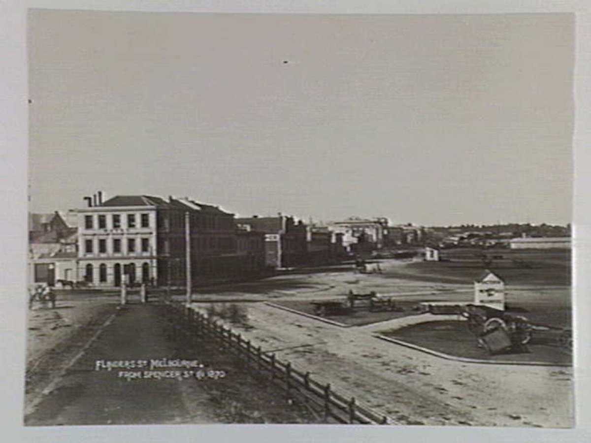Flinders St. Melbourne from Spencer St. in 1870, Melbourne City