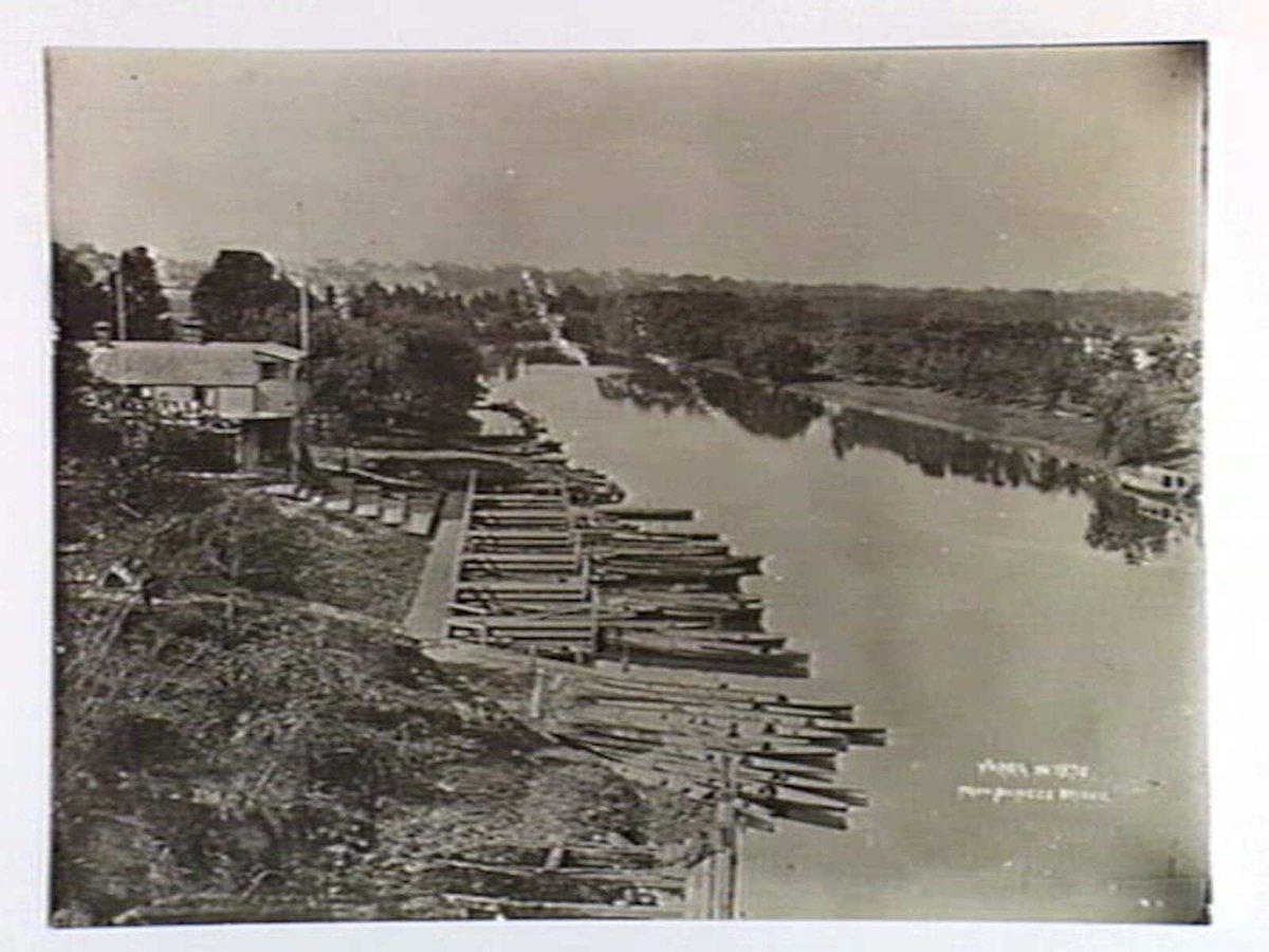 Yarra in 1870 from Princes Bridge, Melbourne City