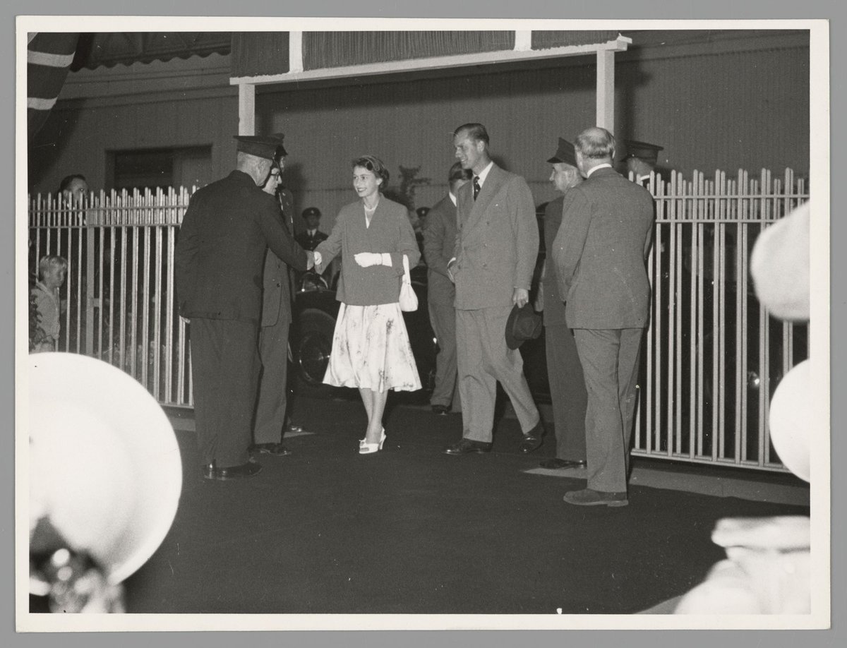 Queen Elizabeth at Spencer Street station at night, Melbourne City (1954)