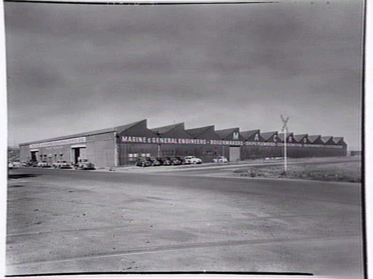 Several views of Macro Engineering, industrial and marine engineers and boilermakers, Dudley St., West Melbourne (1950–56)