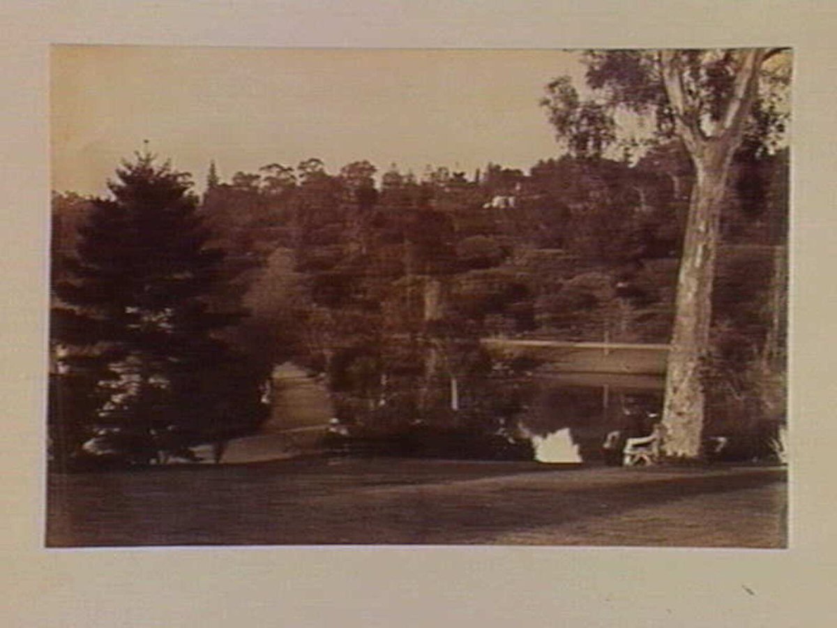 Overlooking the lake, Botanical Gardens, Melbourne, Melbourne City (1890)