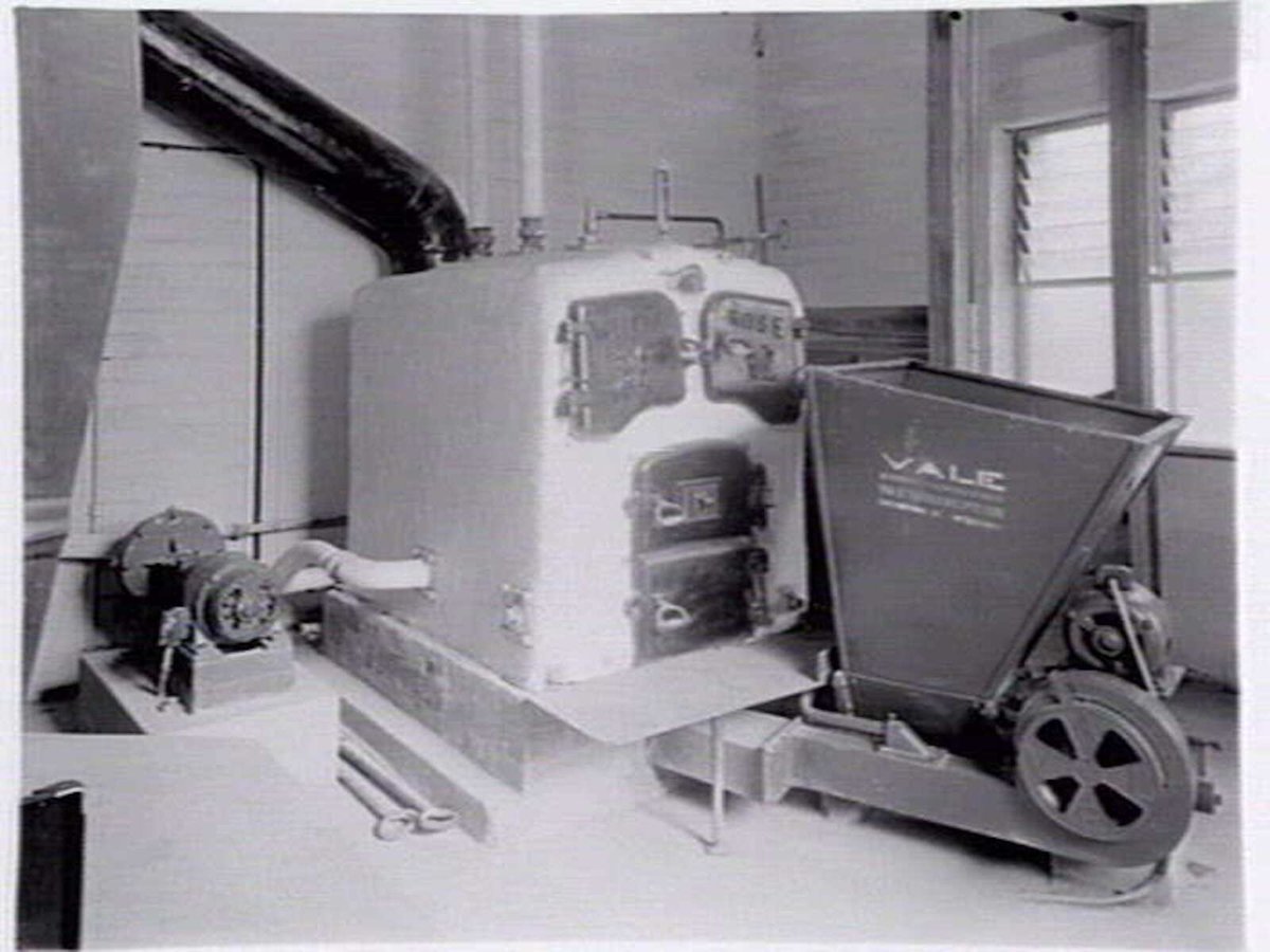Interior of plant or boiler room at Heidelberg Town Hall (1936)