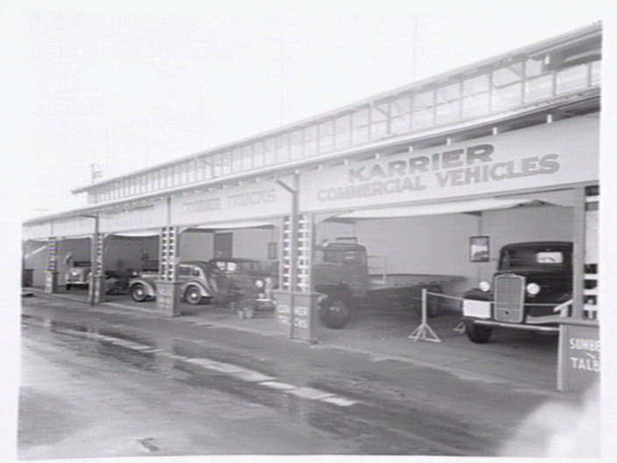 Car and truck display at the Royal Melbourne Show (1947)