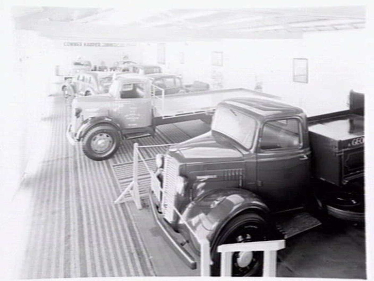 Car and truck display at the Royal Melbourne Show (1947)