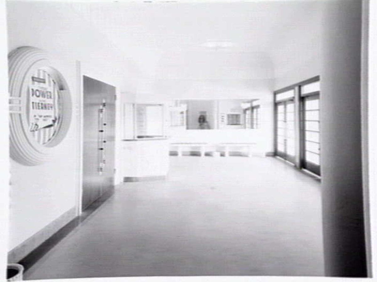 Circle Theatre, Essendon, operated by Hoyts. Shows dress circle foyer, auditorium, entrance foyer and dress circle from stalls (1949)