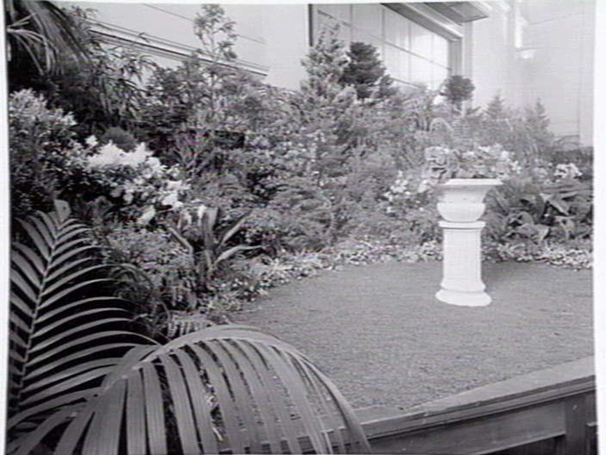 South Melbourne Town Hall interior, decorated with plants, Melbourne City (c. 1952)