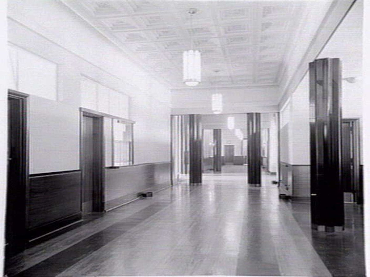 Interior light fittings in the Footscray Town Hall (1936)