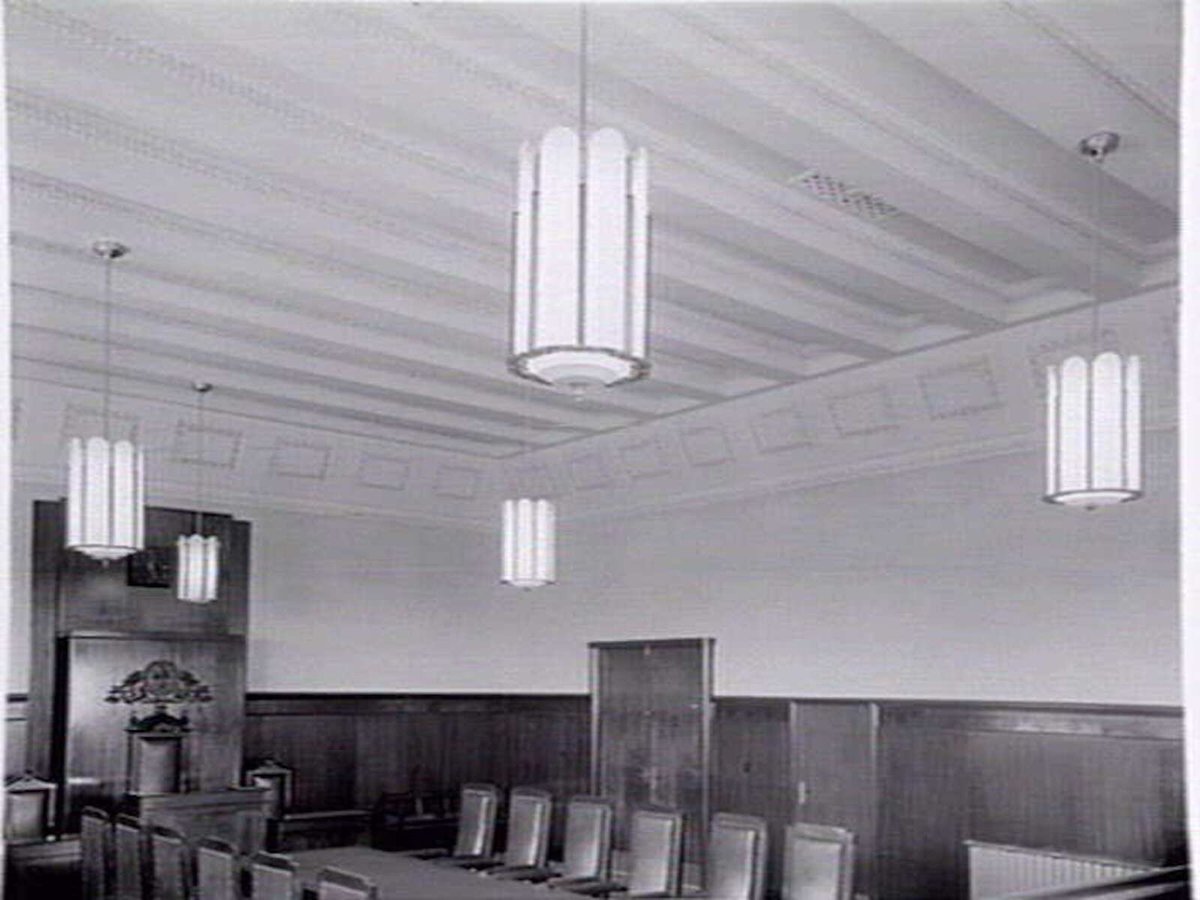 Interior light fittings in the Footscray Town Hall (1936)