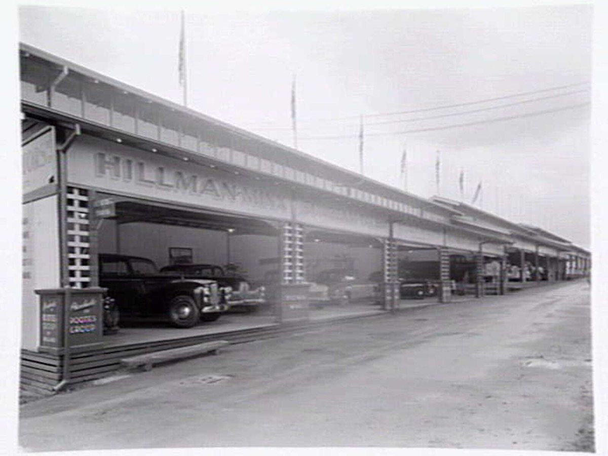 Motor car display by Neal's Motors, at the Royal Melbourne Show Grounds (1949)