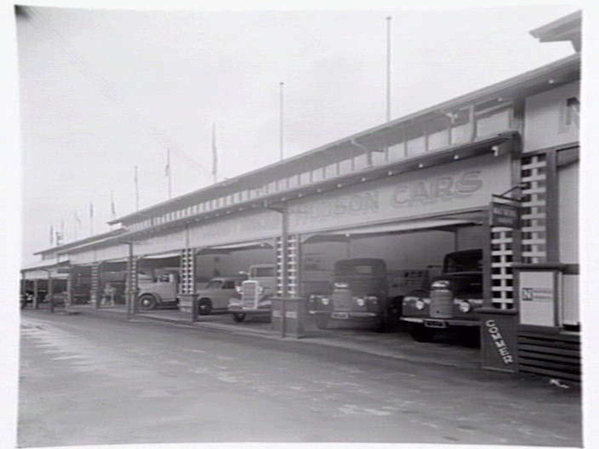Motor car display by Neal's Motors, at the Royal Melbourne Show Grounds (1949)