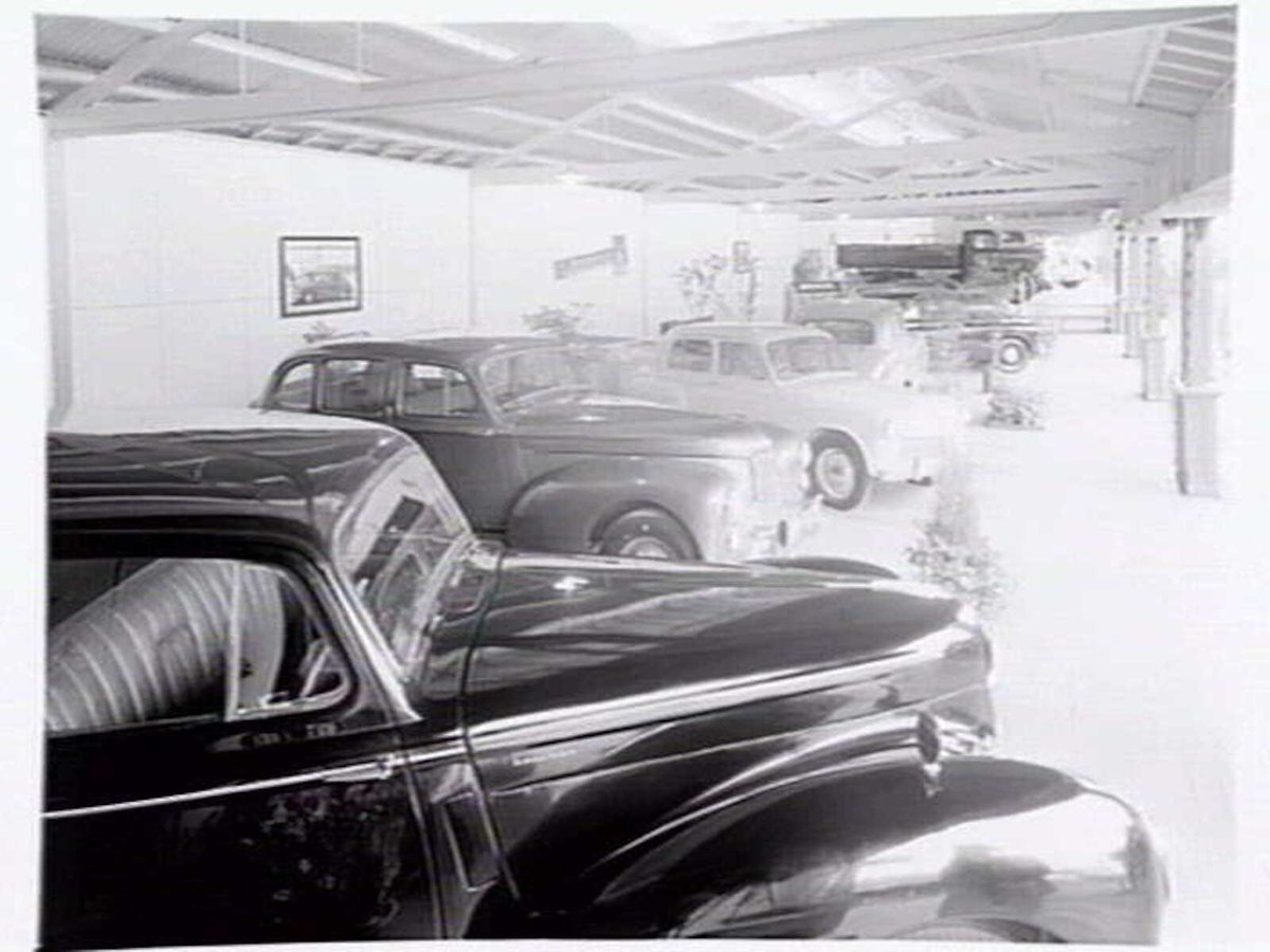 Motor car display by Neal's Motors, at the Royal Melbourne Show Grounds (1949)