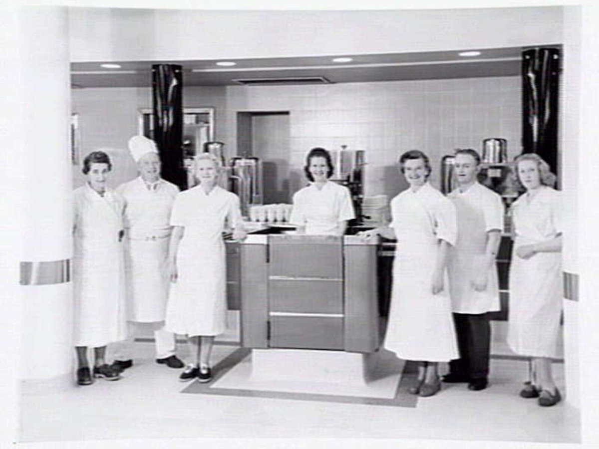 Installation of kitchen/cafeteria fittings by Gardner & Naylor, at the CTA (Commercial Travellers' Association),328 Flinders St., Melbourne, Melbourne City (1950)