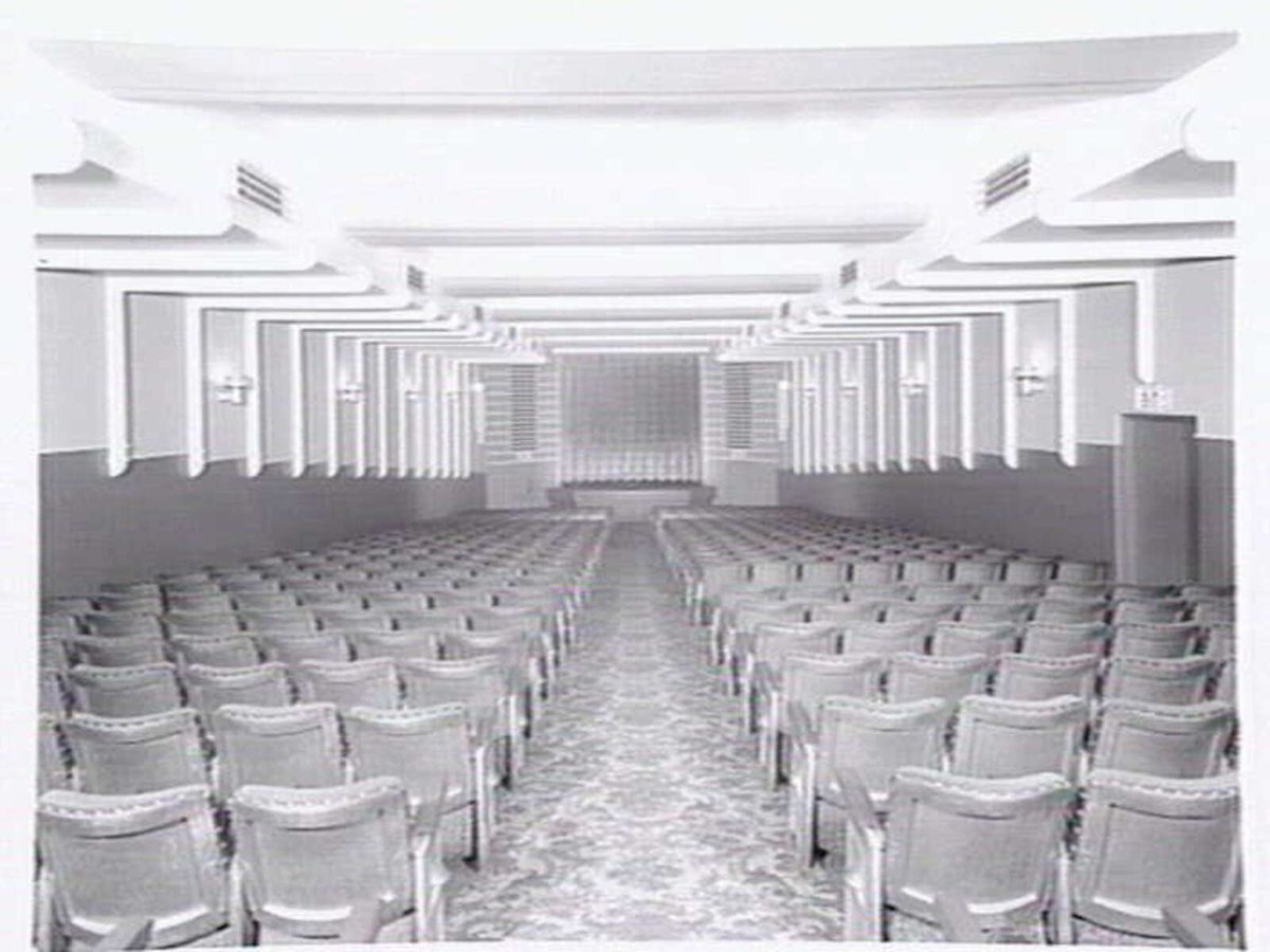 Interior, Australia Theatre and Tatler Newsreel Theatrette, Basement, Hotel Australia, Collins Street, Melbourne, Melbourne City (c. 1954)