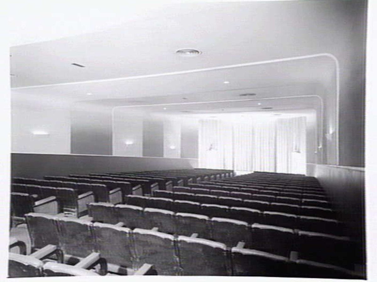 Interior, Australia Theatre and Tatler Newsreel Theatrette, Basement, Hotel Australia, Collins Street, Melbourne, Melbourne City (c. 1954)