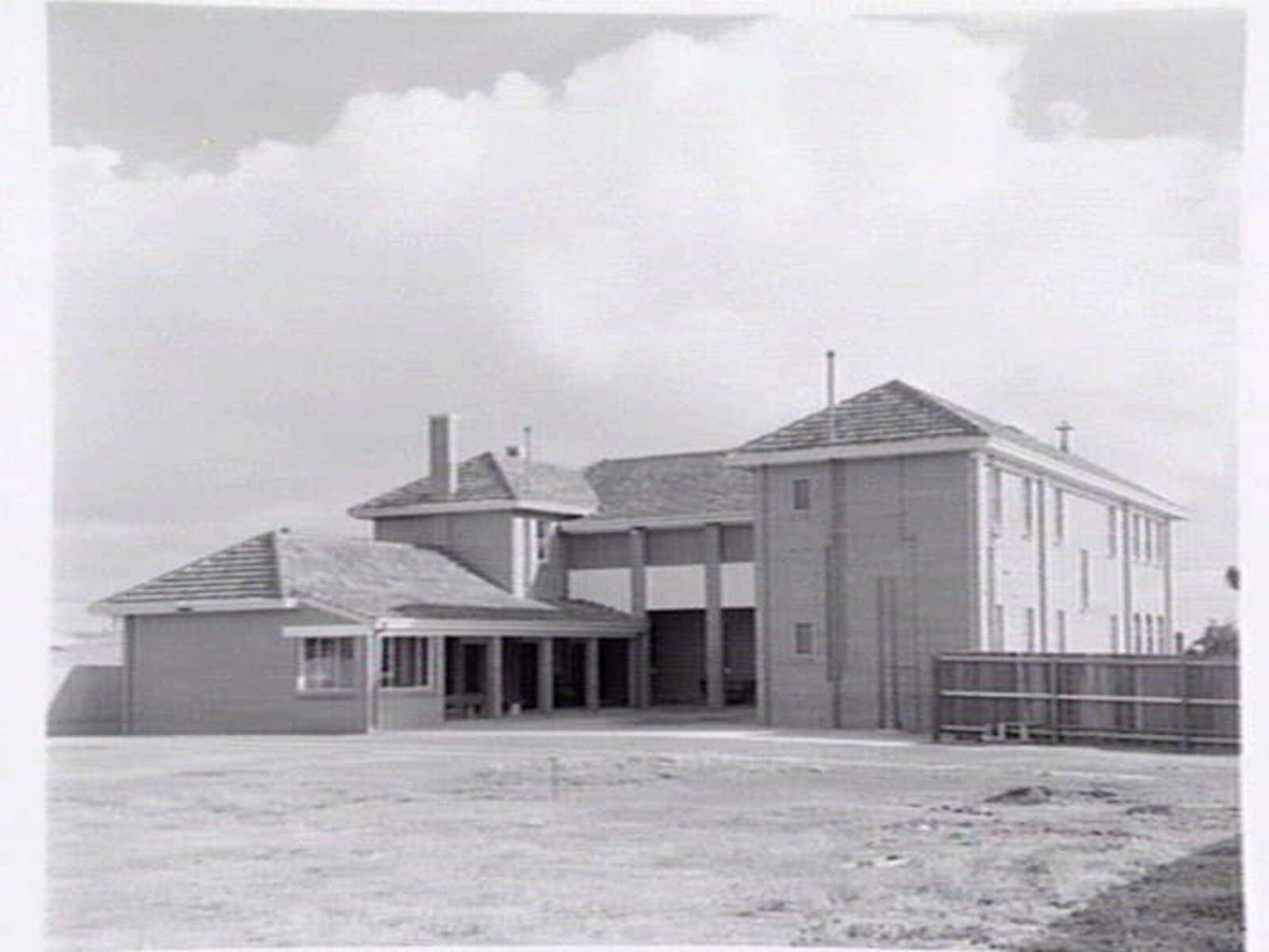 St. Vincent de Paul Girls' Orphanage, Napier St., South Melbourne, showing exterior views, girls in quadrangle and interiors of chapel, dining room and kitchen (c. 1940)