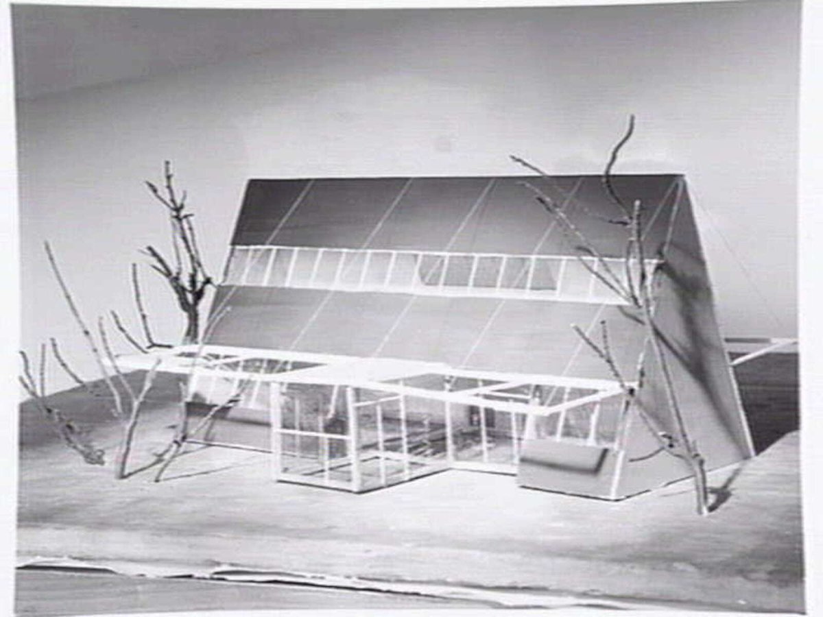 Student model of the Stargazer house built for M. Castle on the corner of Taurus and Aquila Streets North Balwyn, Balwyn North (1952)