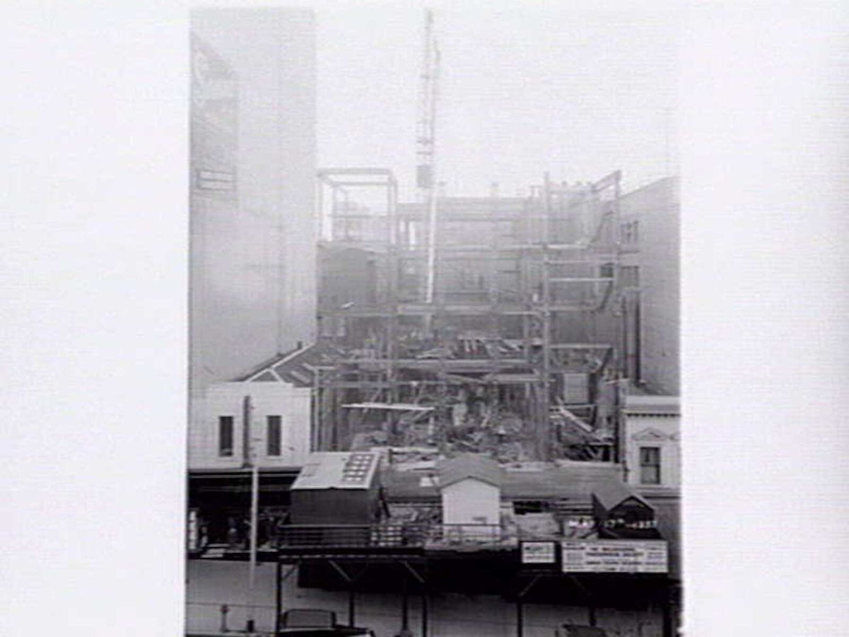 Progression photographs of building the Melbourne Theosophical Society Building, Collins Street, Melbourne, Melbourne City (1937)