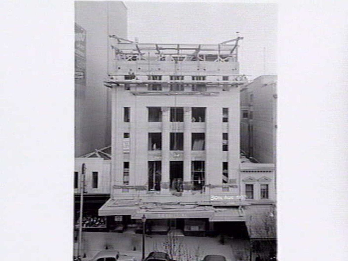 Progression photographs of building the Melbourne Theosophical Society Building, Collins Street, Melbourne, Melbourne City (1937)