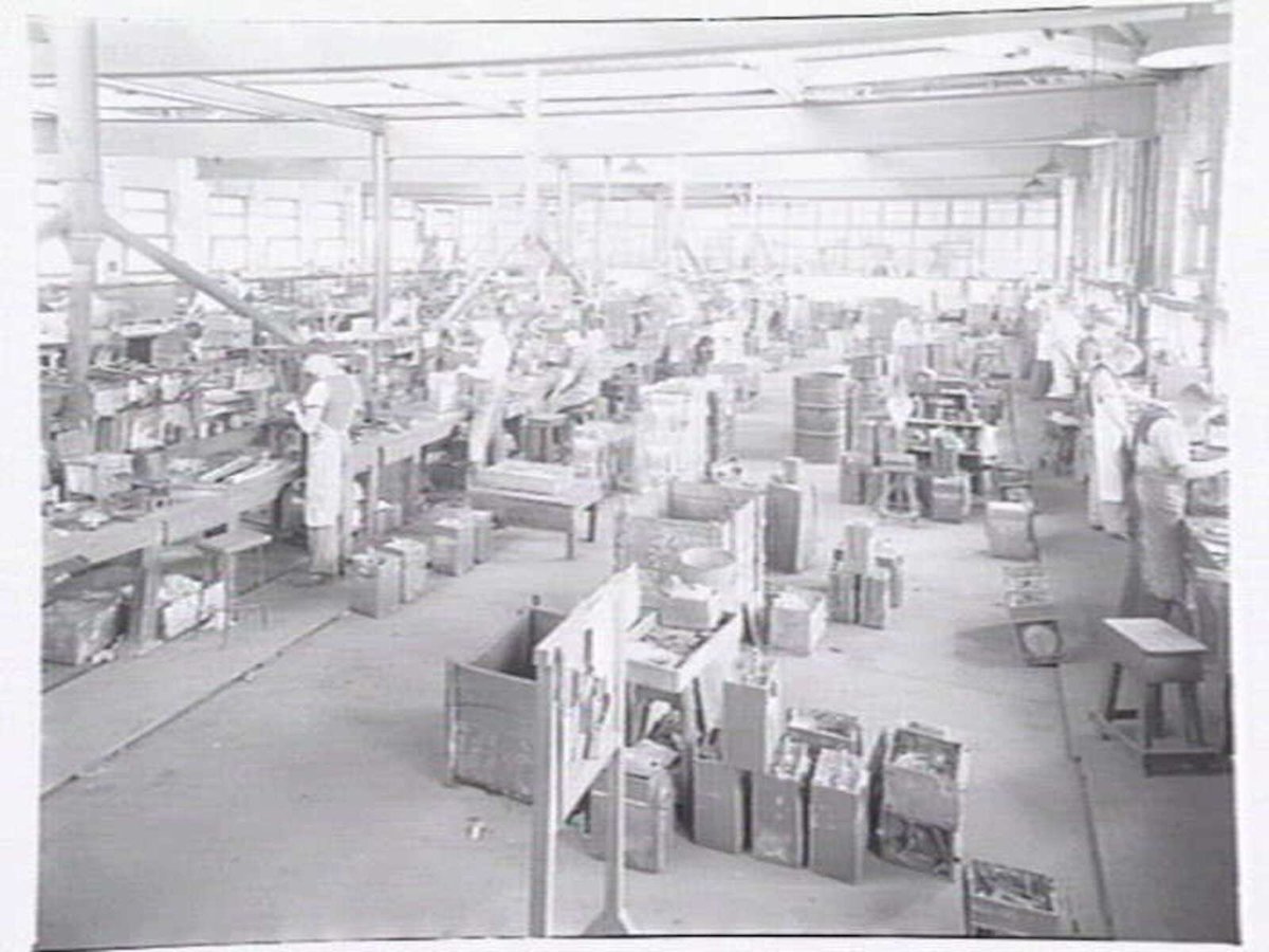 Interior and exterior views and products produced by Parkinson & Cowan Australasia, stove manufacturers of Sunshine Rd. Footscray West (1946)