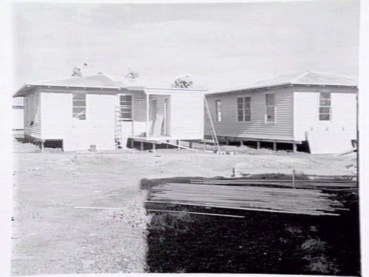 Housing Commission of Victoria prefabricated homes and construction yards by G.A. Winwood, builder of Camberwell (1949)